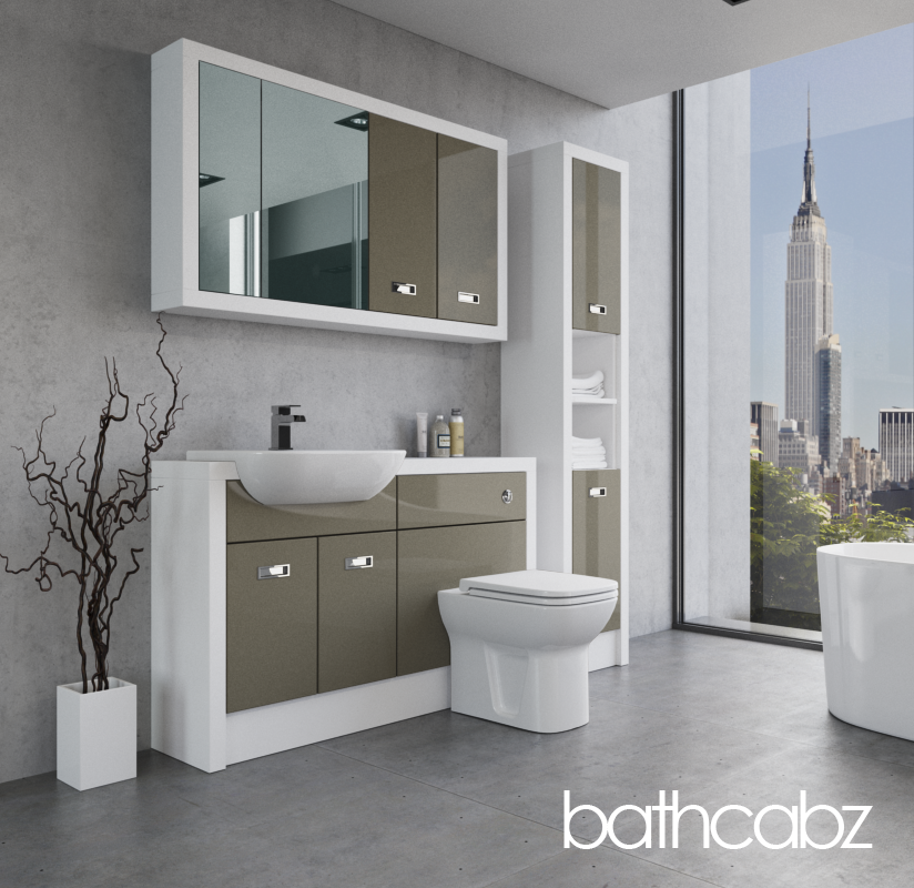 ATHENA WHITE MATT BASE, WALL & TALL UNIT BATHROOM FITTED FURNITURE