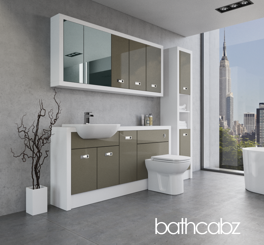 ATHENA WHITE MATT BASE, WALL & TALL UNIT BATHROOM FITTED FURNITURE
