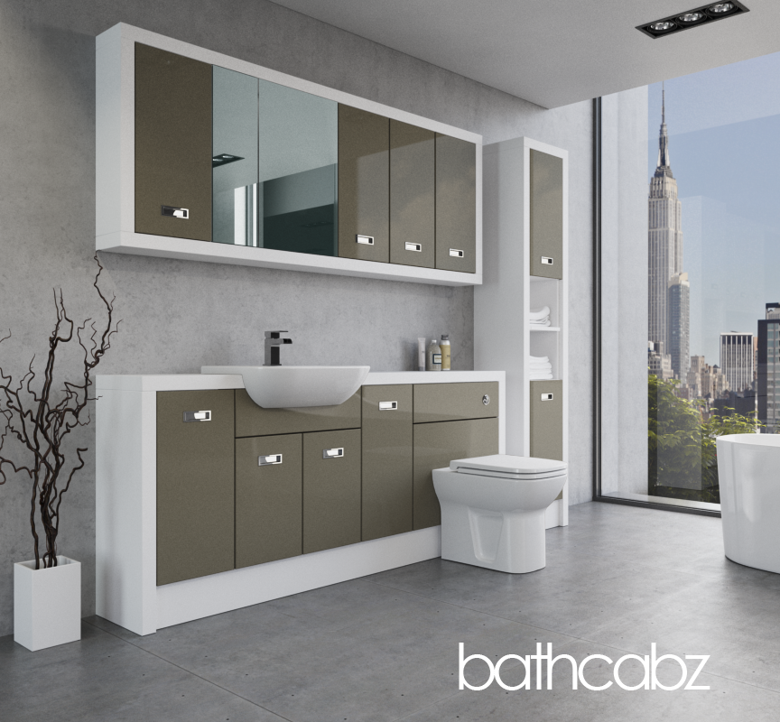 ATHENA WHITE MATT BASE, WALL & TALL UNIT BATHROOM FITTED FURNITURE