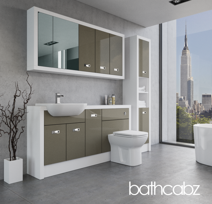 ATHENA WHITE MATT BASE, WALL & TALL UNIT BATHROOM FITTED FURNITURE