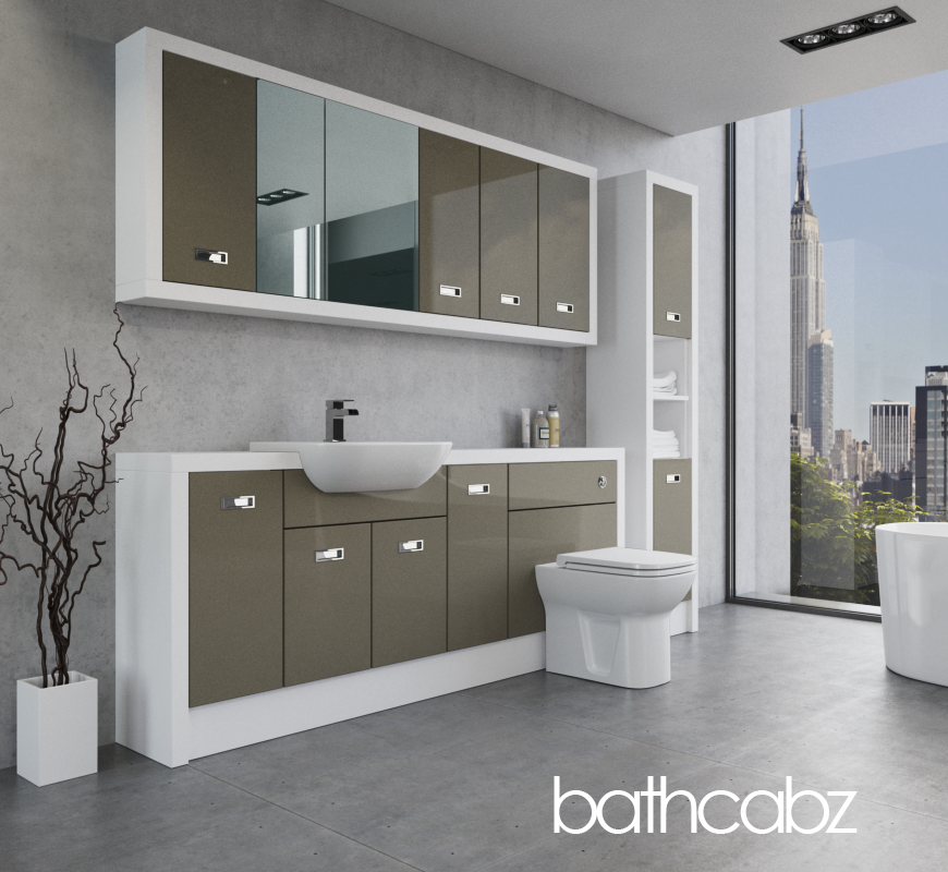 ATHENA WHITE MATT BASE, WALL & TALL UNIT BATHROOM FITTED FURNITURE
