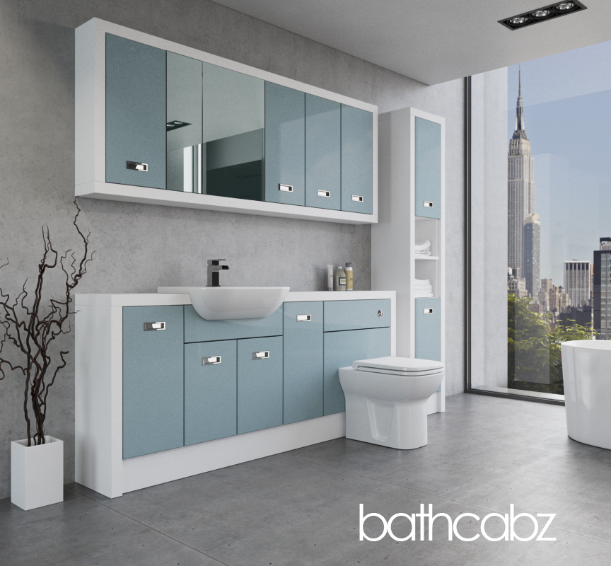 ATHENA WHITE MATT BASE, WALL & TALL UNIT BATHROOM FITTED FURNITURE