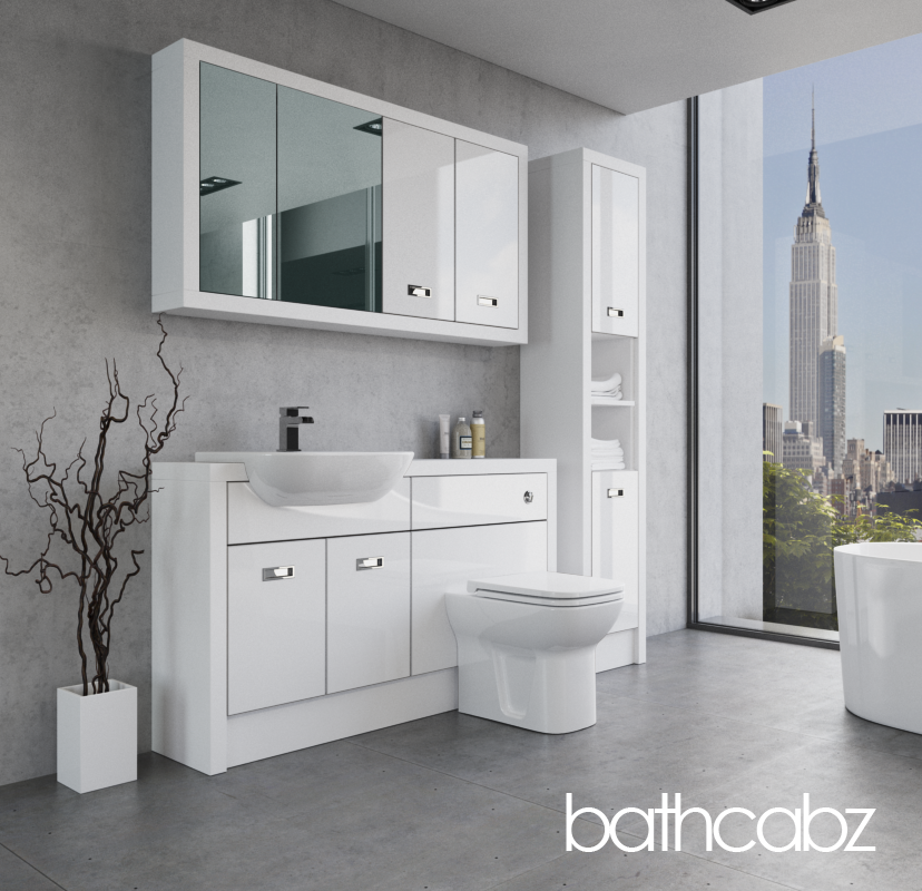 ATHENA WHITE MATT BASE, WALL & TALL UNIT BATHROOM FITTED FURNITURE