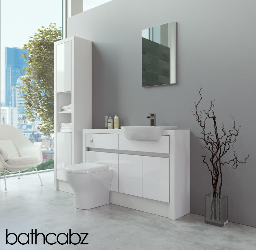 SIDONA WHITE MATT BASE & TALL UNIT BATHROOM FITTED FURNITURE