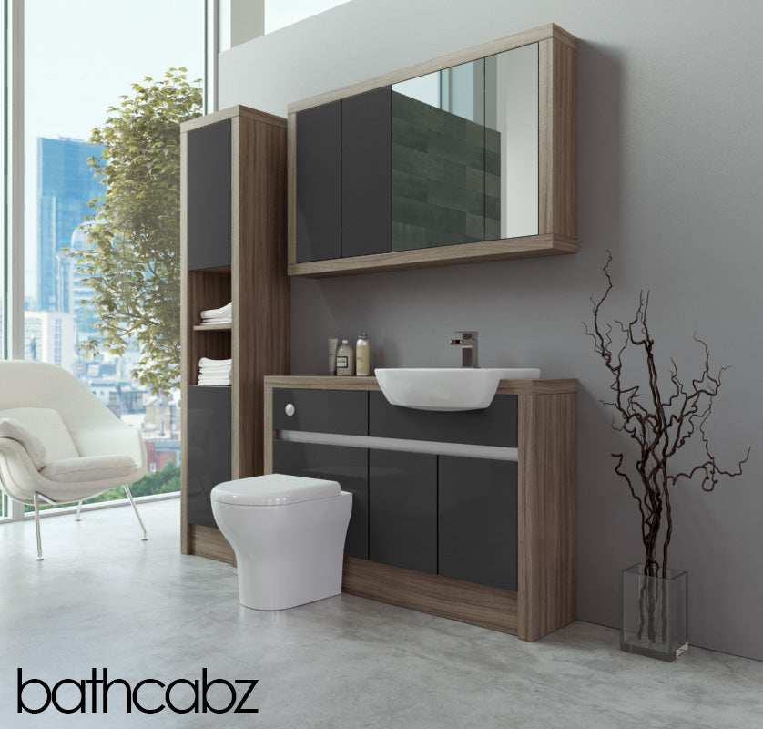 SIDONA DRIFTWOOD BASE, WALL & TALL UNIT BATHROOM FITTED FURNITURE