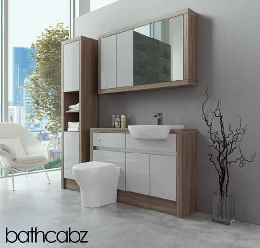 SIDONA DRIFTWOOD BASE, WALL & TALL UNIT BATHROOM FITTED FURNITURE
