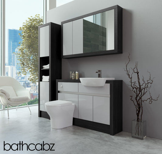 SIDONA HACIENDA BLACK BASE, WALL & TALL UNIT BATHROOM FITTED FURNITURE