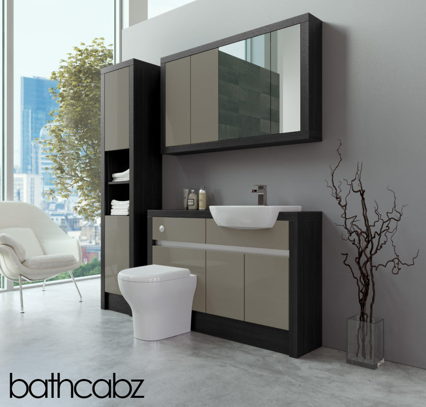 SIDONA HACIENDA BLACK BASE, WALL & TALL UNIT BATHROOM FITTED FURNITURE