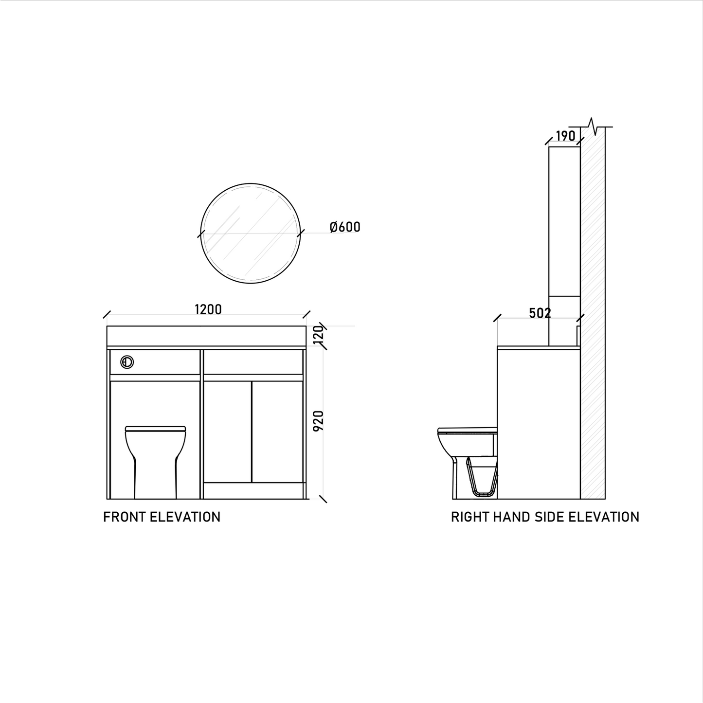 1200mm Set - Dimensions
