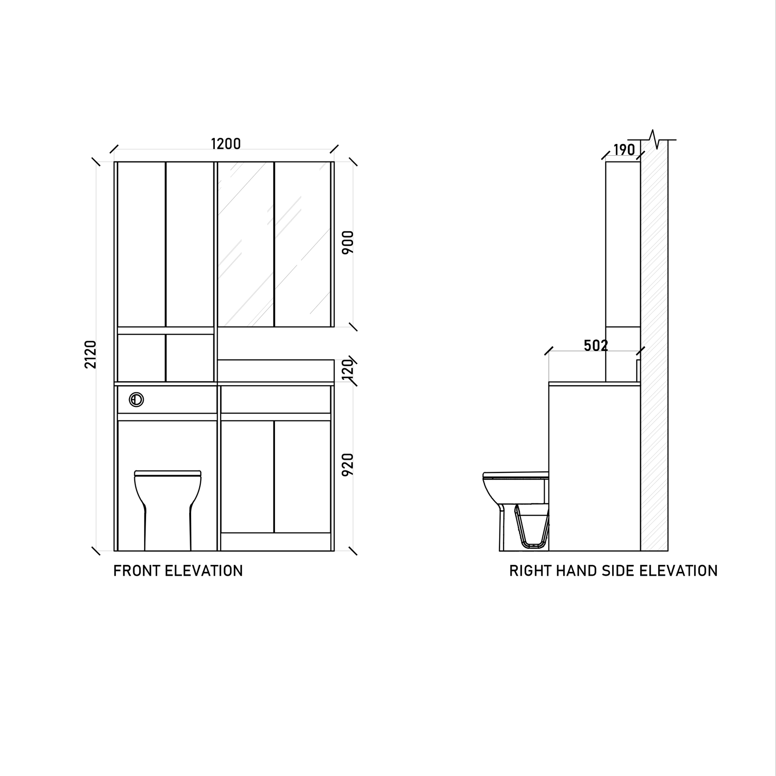 1200mm Set - Dimensions
