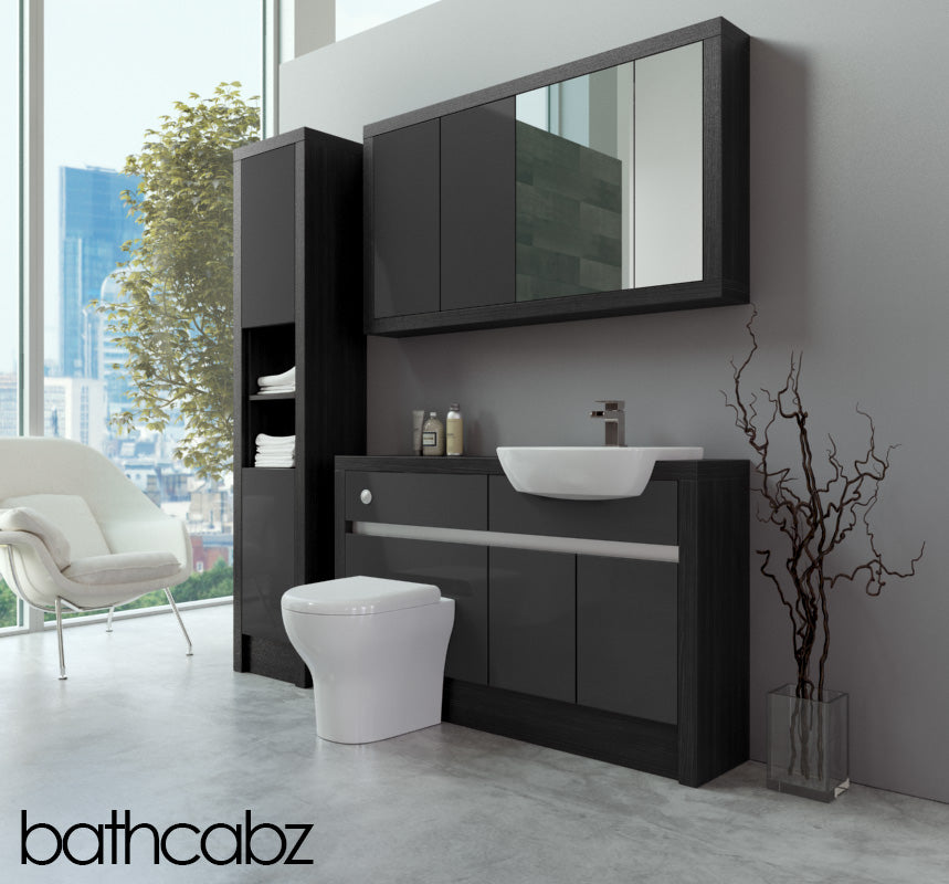 SIDONA HACIENDA BLACK BASE, WALL & TALL UNIT BATHROOM FITTED FURNITURE