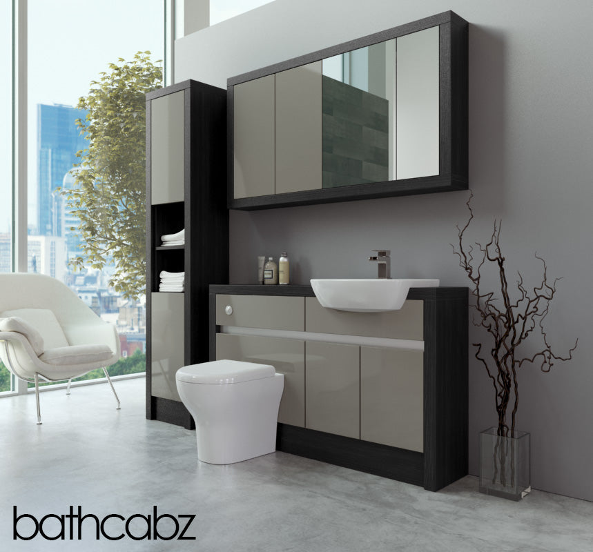 SIDONA HACIENDA BLACK BASE, WALL & TALL UNIT BATHROOM FITTED FURNITURE