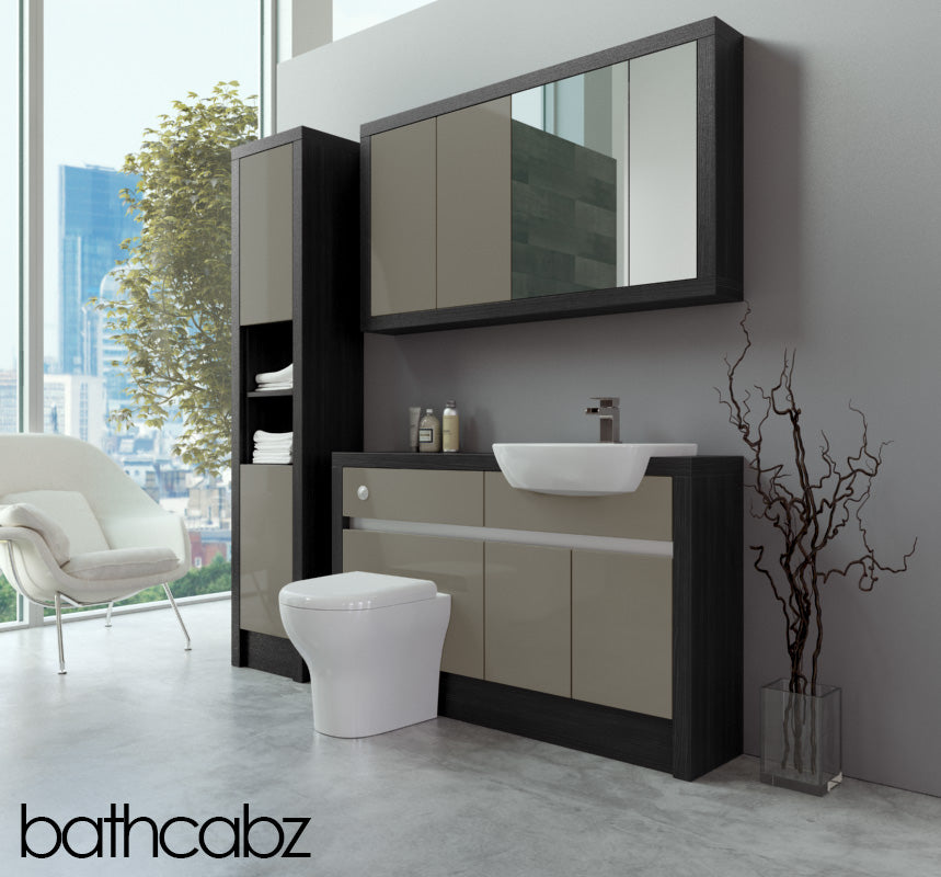 SIDONA HACIENDA BLACK BASE, WALL & TALL UNIT BATHROOM FITTED FURNITURE