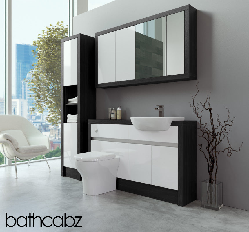 SIDONA HACIENDA BLACK BASE, WALL & TALL UNIT BATHROOM FITTED FURNITURE