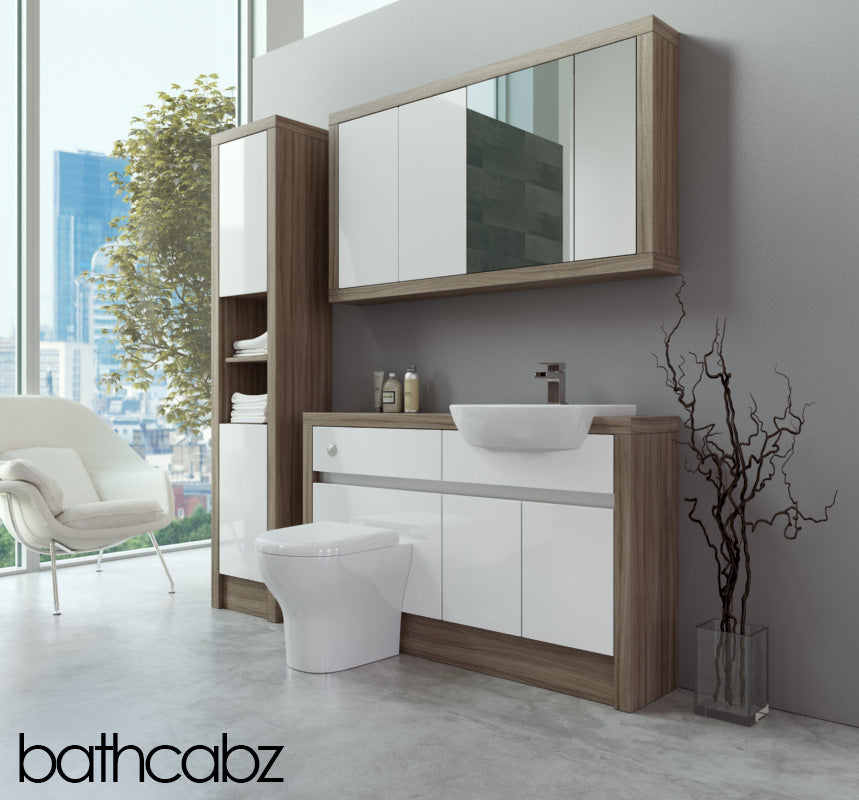 SIDONA DRIFTWOOD BASE, WALL & TALL UNIT BATHROOM FITTED FURNITURE
