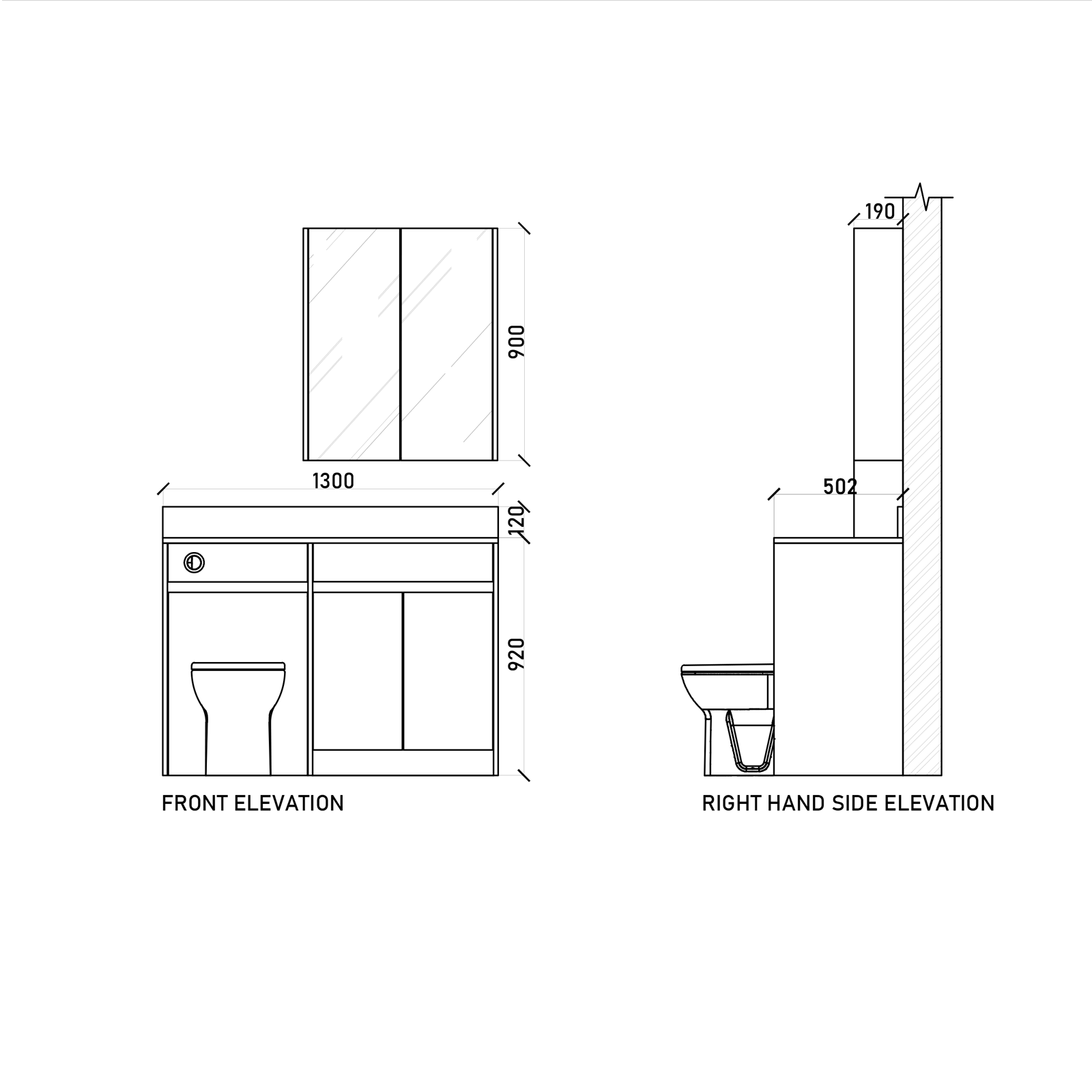 1300mm Set - Dimensions