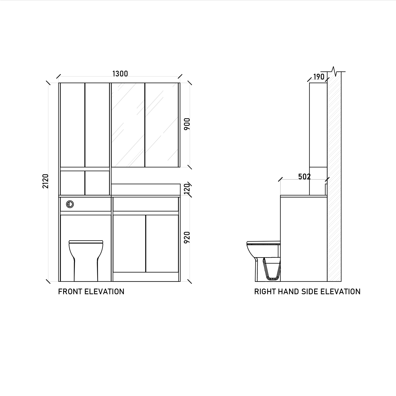 1300mm Set - Dimensions