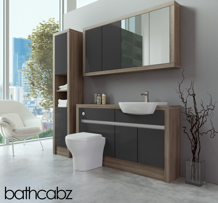 SIDONA DRIFTWOOD BASE, WALL & TALL UNIT BATHROOM FITTED FURNITURE