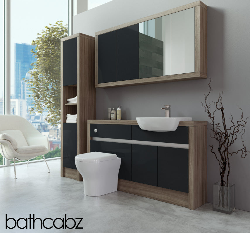 SIDONA DRIFTWOOD BASE, WALL & TALL UNIT BATHROOM FITTED FURNITURE