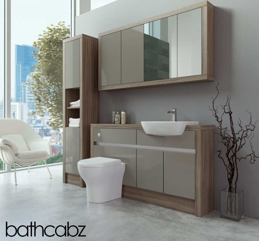 SIDONA DRIFTWOOD BASE, WALL & TALL UNIT BATHROOM FITTED FURNITURE