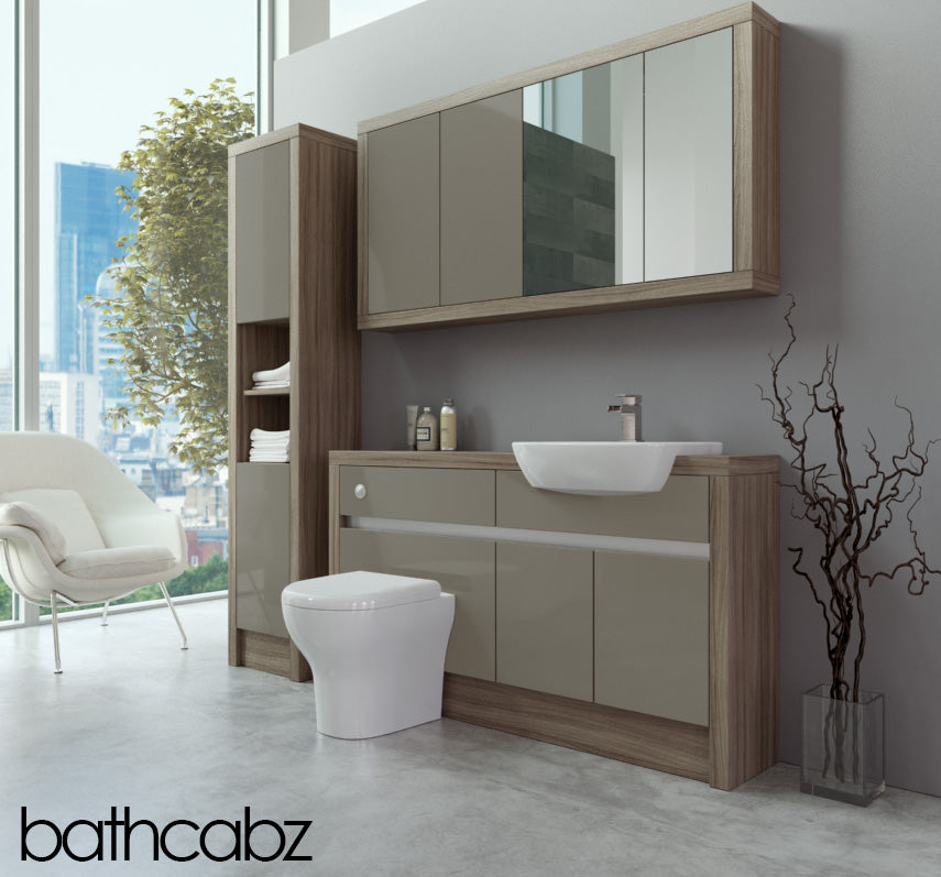 SIDONA DRIFTWOOD BASE, WALL & TALL UNIT BATHROOM FITTED FURNITURE