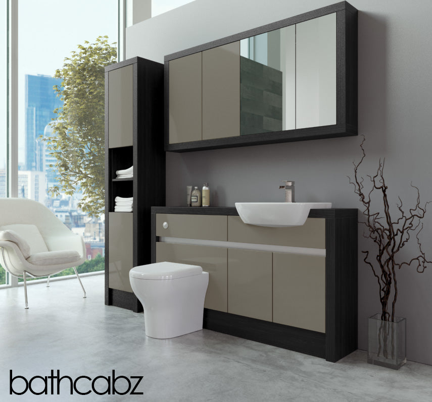 SIDONA HACIENDA BLACK BASE, WALL & TALL UNIT BATHROOM FITTED FURNITURE