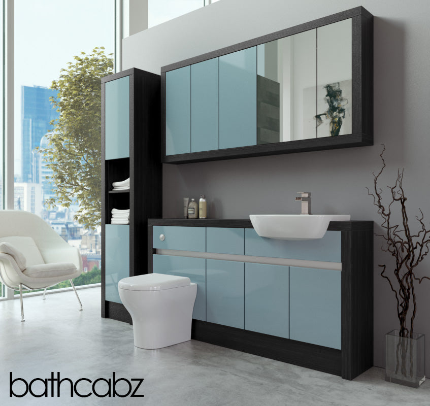 SIDONA HACIENDA BLACK BASE, WALL & TALL UNIT BATHROOM FITTED FURNITURE