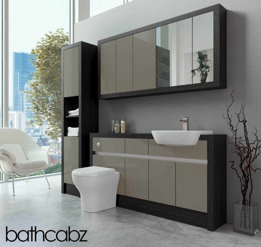 SIDONA HACIENDA BLACK BASE, WALL & TALL UNIT BATHROOM FITTED FURNITURE