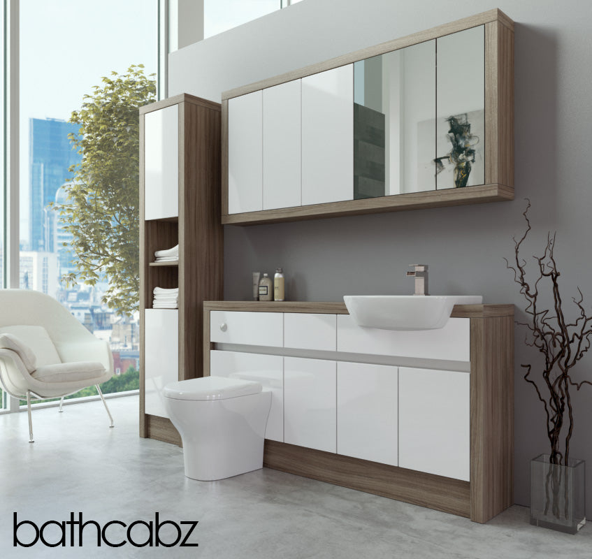 SIDONA DRIFTWOOD BASE, WALL & TALL UNIT BATHROOM FITTED FURNITURE