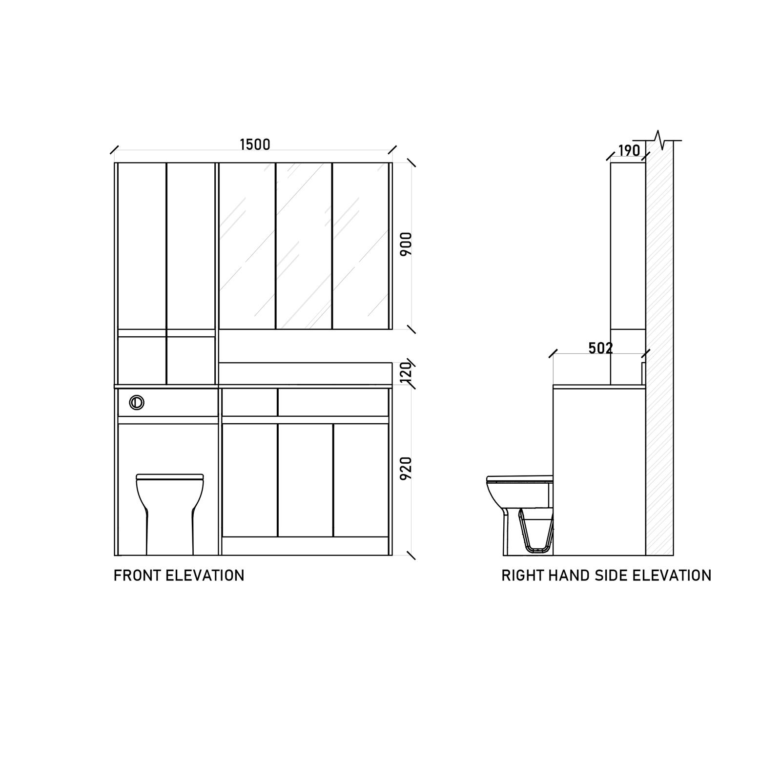 1500mm Set - Dimensions