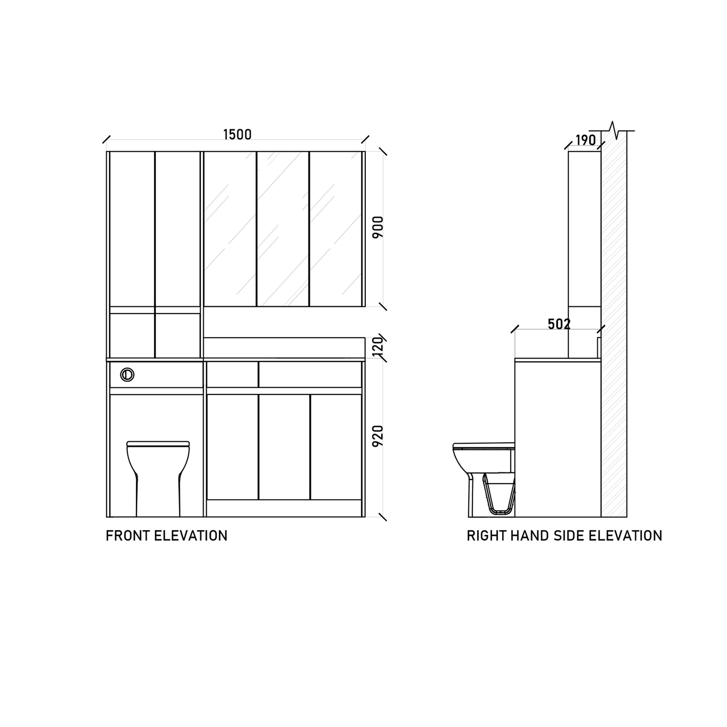 1500mm Set - Dimensions