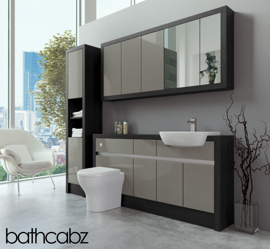 SIDONA HACIENDA BLACK BASE, WALL & TALL UNIT BATHROOM FITTED FURNITURE