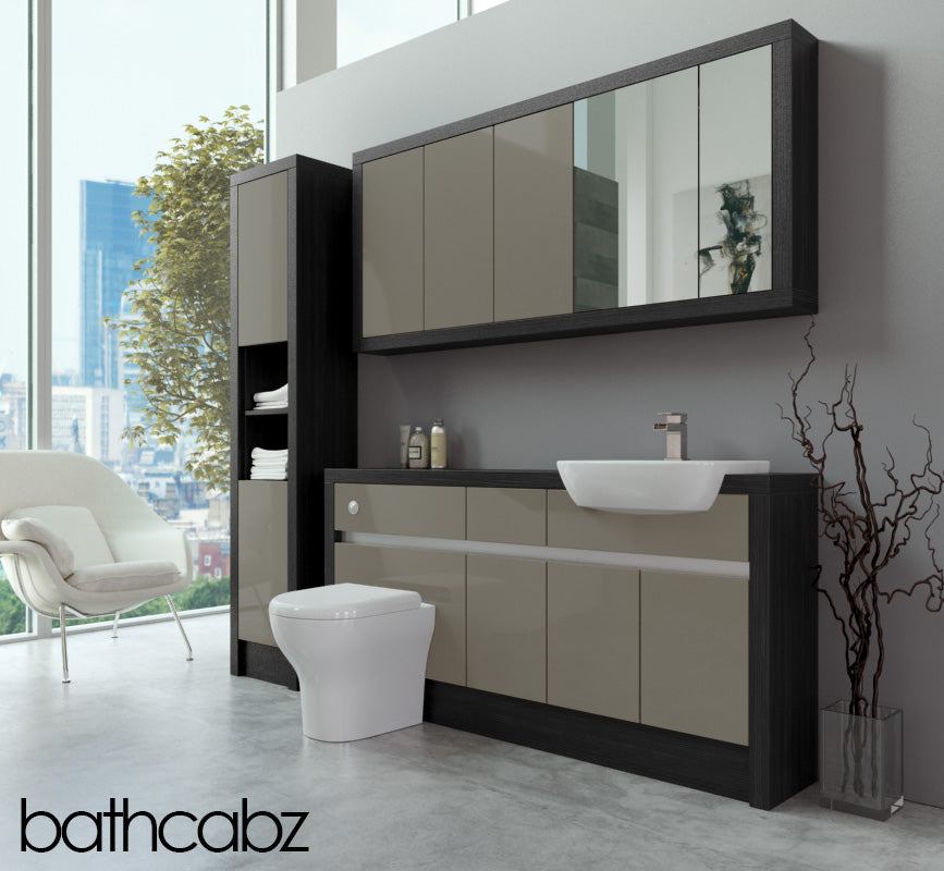 SIDONA HACIENDA BLACK BASE, WALL & TALL UNIT BATHROOM FITTED FURNITURE