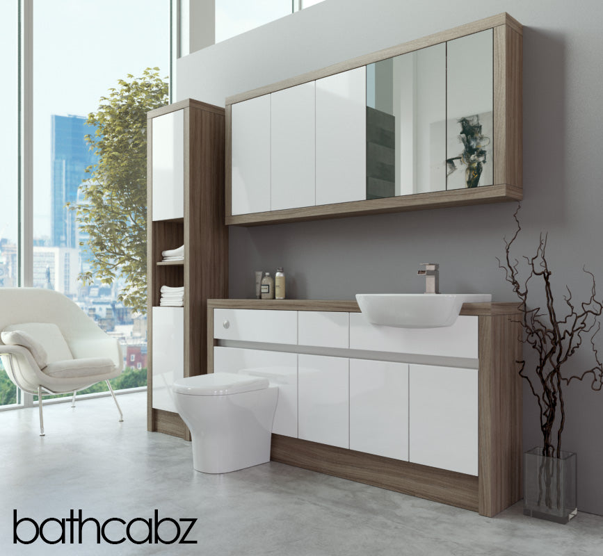 SIDONA DRIFTWOOD BASE, WALL & TALL UNIT BATHROOM FITTED FURNITURE