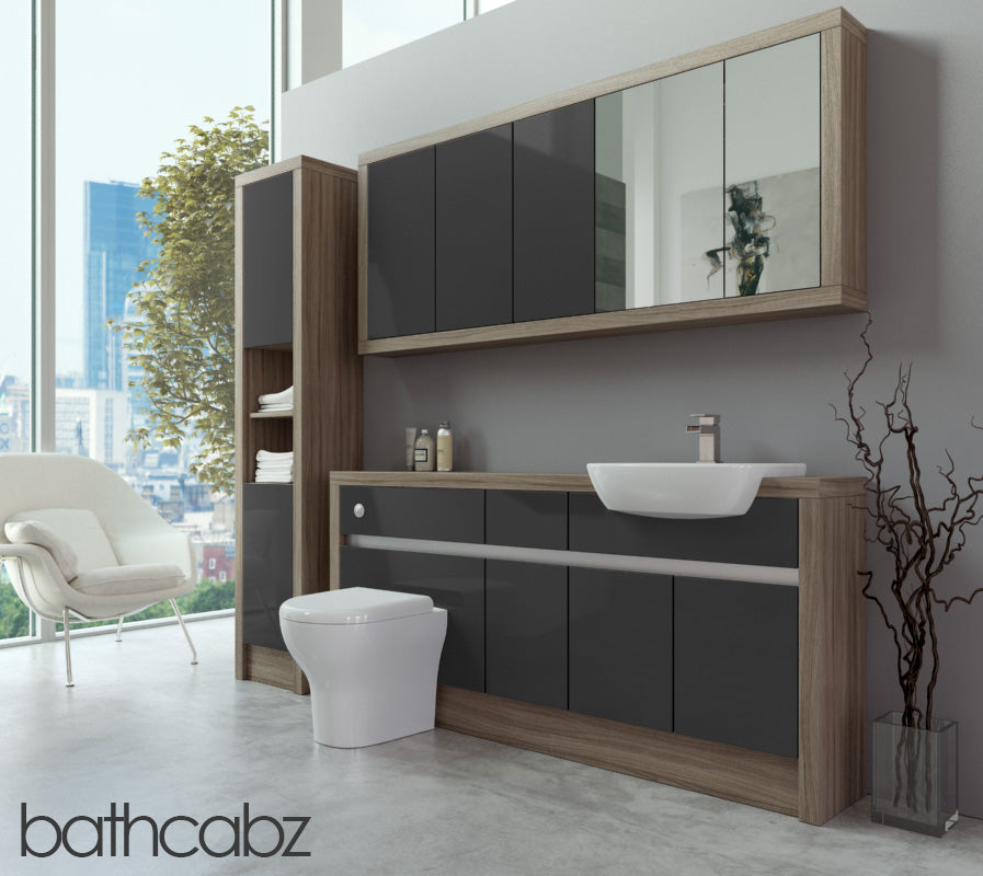 SIDONA DRIFTWOOD BASE, WALL & TALL UNIT BATHROOM FITTED FURNITURE