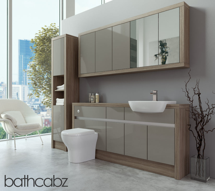 SIDONA DRIFTWOOD BASE, WALL & TALL UNIT BATHROOM FITTED FURNITURE