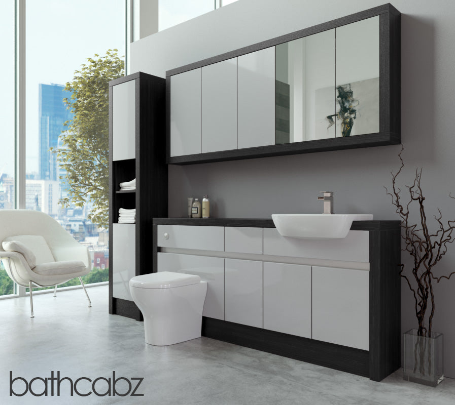 SIDONA HACIENDA BLACK BASE, WALL & TALL UNIT BATHROOM FITTED FURNITURE