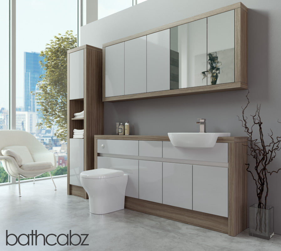 SIDONA DRIFTWOOD BASE, WALL & TALL UNIT BATHROOM FITTED FURNITURE