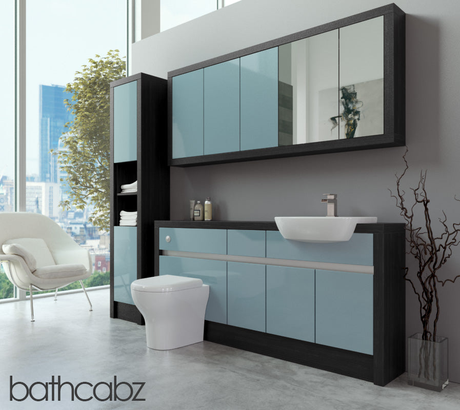 SIDONA HACIENDA BLACK BASE, WALL & TALL UNIT BATHROOM FITTED FURNITURE