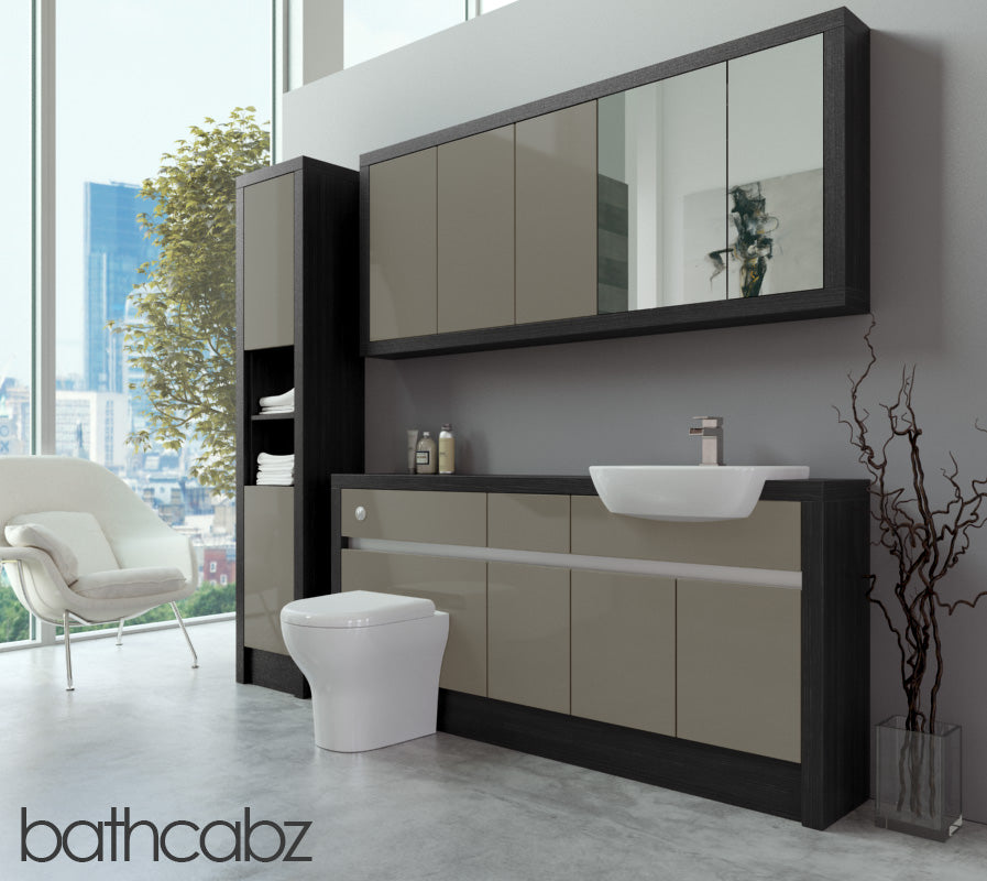 SIDONA HACIENDA BLACK BASE, WALL & TALL UNIT BATHROOM FITTED FURNITURE