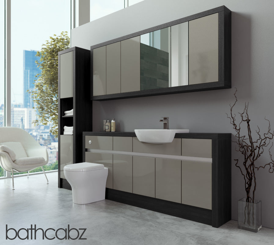 SIDONA HACIENDA BLACK BASE, WALL & TALL UNIT BATHROOM FITTED FURNITURE