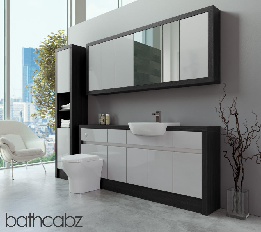 SIDONA HACIENDA BLACK BASE, WALL & TALL UNIT BATHROOM FITTED FURNITURE