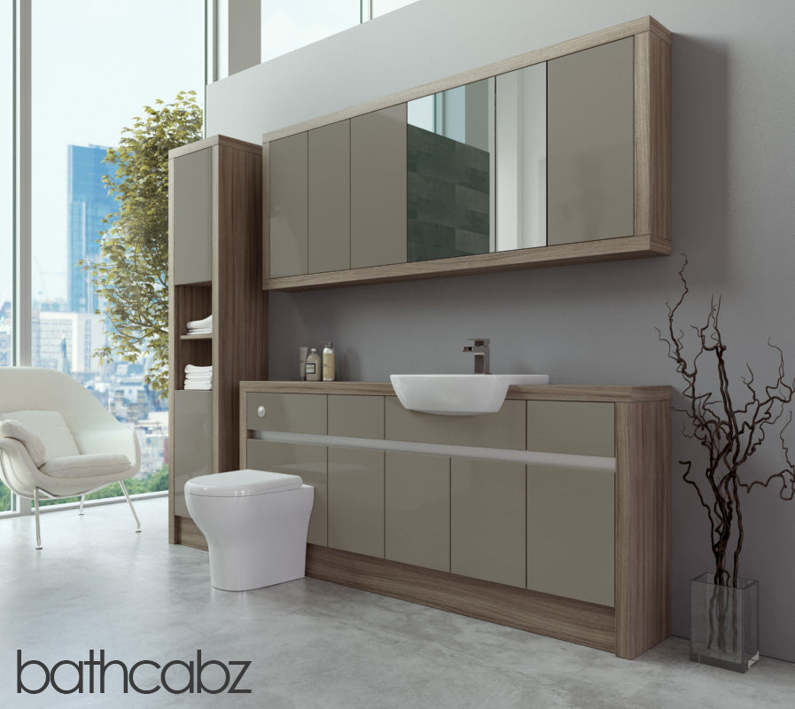 SIDONA DRIFTWOOD BASE, WALL & TALL UNIT BATHROOM FITTED FURNITURE