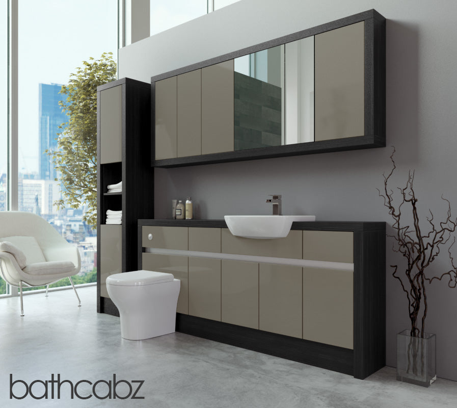 SIDONA HACIENDA BLACK BASE, WALL & TALL UNIT BATHROOM FITTED FURNITURE