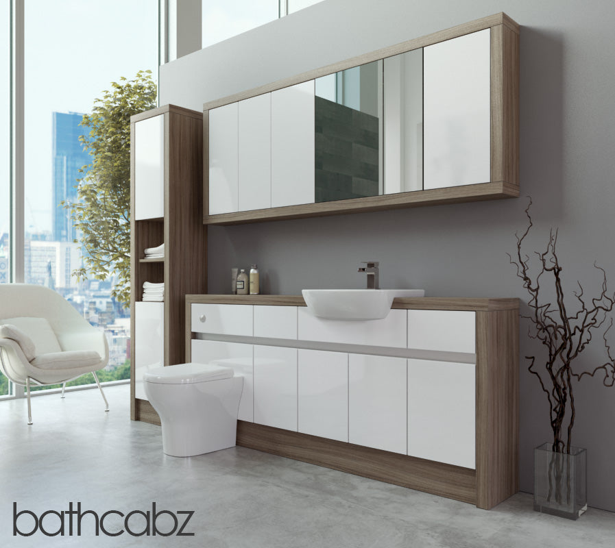 SIDONA DRIFTWOOD BASE, WALL & TALL UNIT BATHROOM FITTED FURNITURE