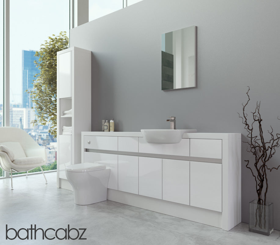 SIDONA WHITE MATT BASE & TALL UNIT BATHROOM FITTED FURNITURE