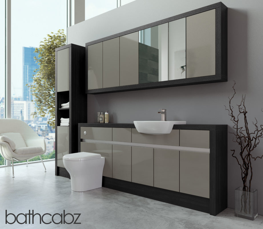SIDONA HACIENDA BLACK BASE, WALL & TALL UNIT BATHROOM FITTED FURNITURE