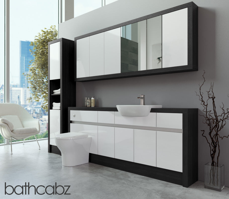 SIDONA HACIENDA BLACK BASE, WALL & TALL UNIT BATHROOM FITTED FURNITURE