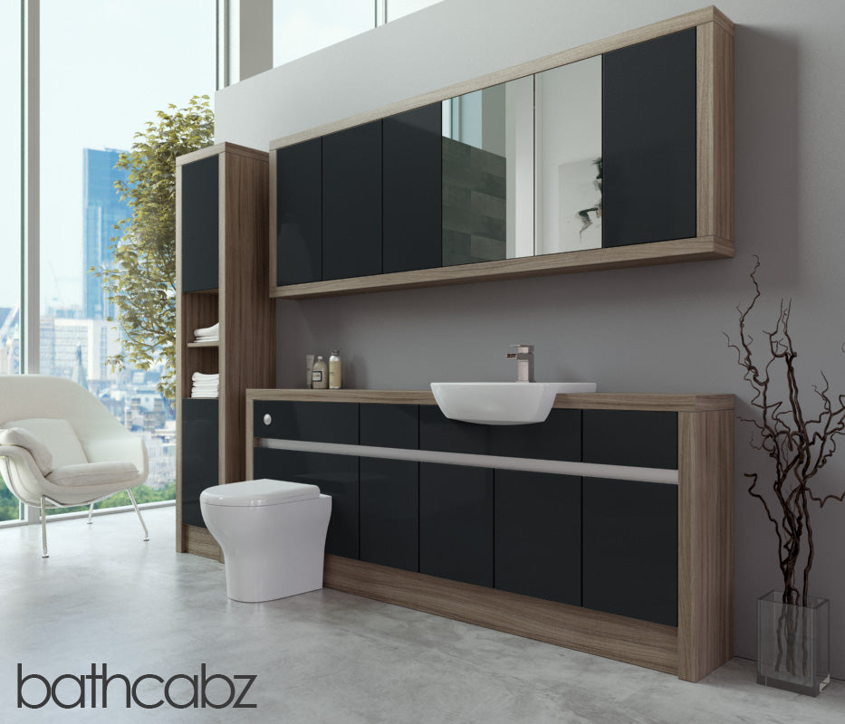 SIDONA DRIFTWOOD BASE, WALL & TALL UNIT BATHROOM FITTED FURNITURE