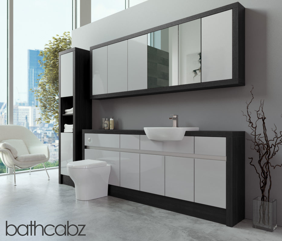 SIDONA HACIENDA BLACK BASE, WALL & TALL UNIT BATHROOM FITTED FURNITURE